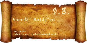Varró Balázs névjegykártya